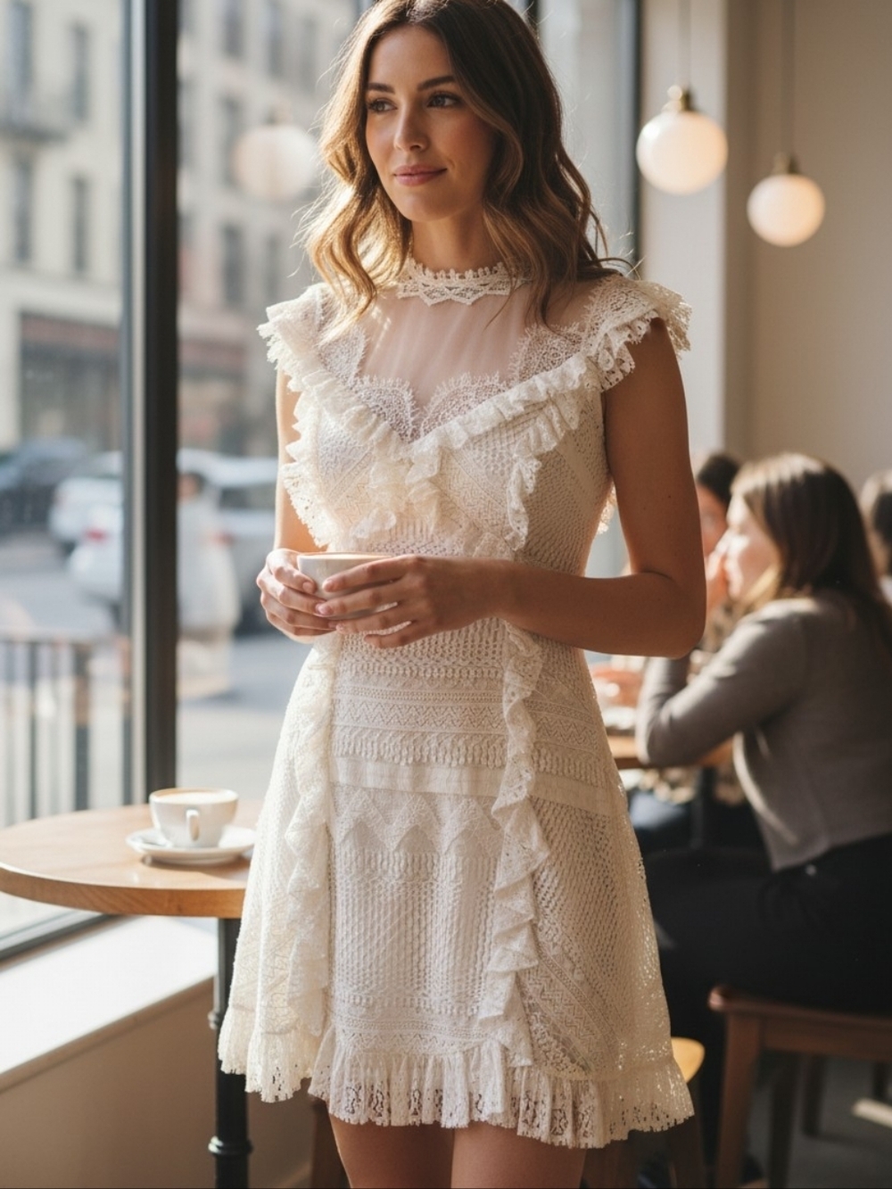 Three Floor Lace Dress In Line Off White Pairie Cocquette Size 2